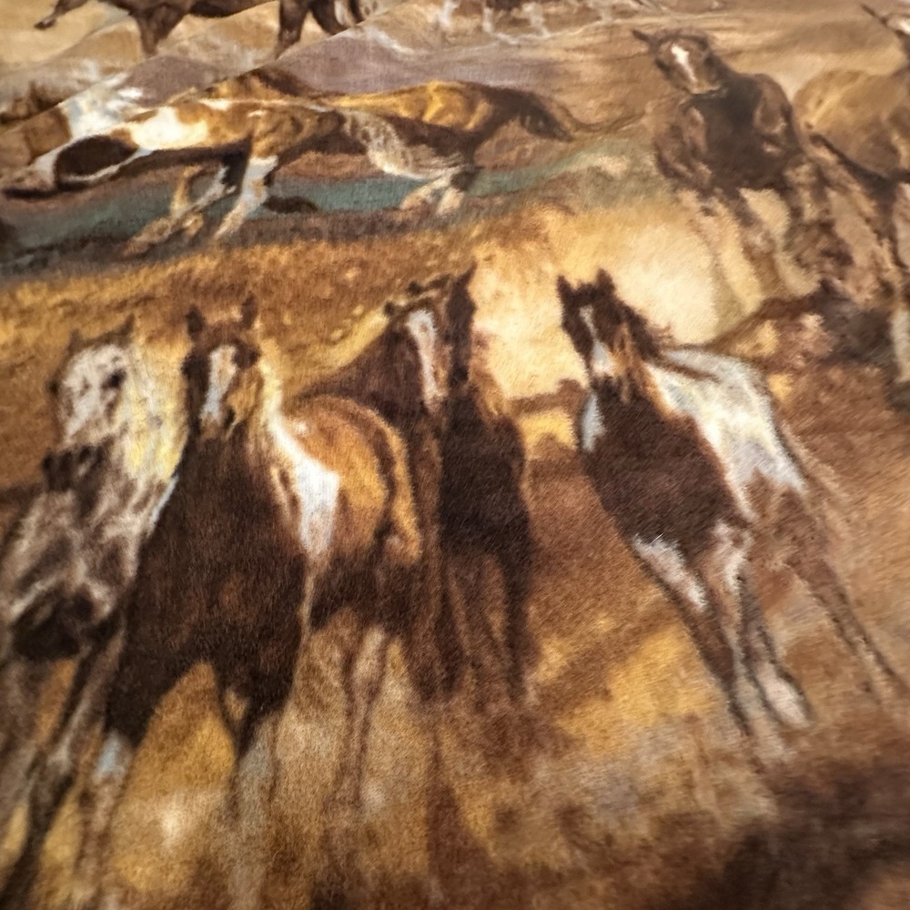 Born To Run Wild Horse Theme Fleece Fabric  A Little Over 5 Yards 59 Inches Wide